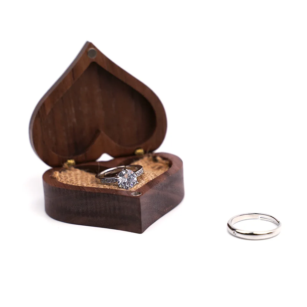 

Heart Shape Solid Wood Love Ring Box Jewelry Box Case Wooden Design Wholesale