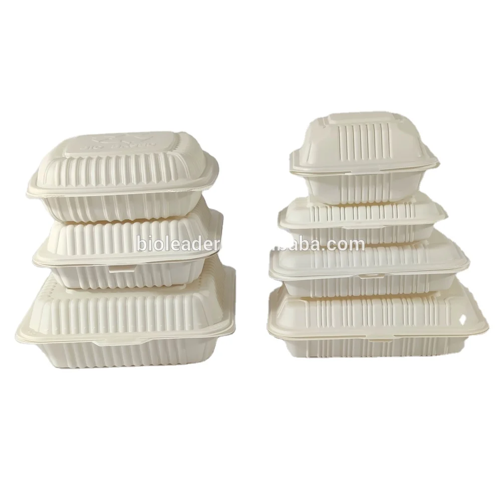 

Wholesale Biodegradable Disposable Cornstarch Plastic Take Away Box, White