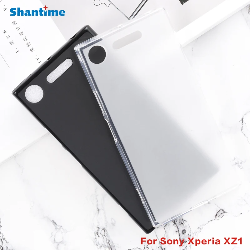 

For Sony Xperia XZ1 Case Ultra Thin Clear Soft TPU Case Cover For Sony Xperia XZ1 Couqe Funda, Black/matte white