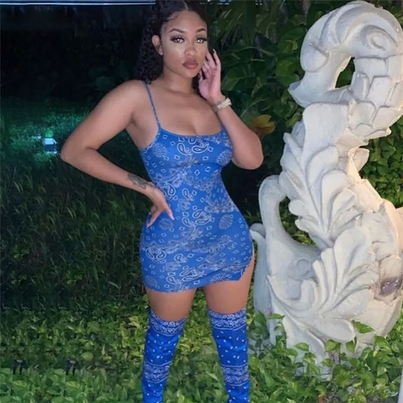 

Free Shipping R03020 - women fashion bandage sleeveless halter printed dresses