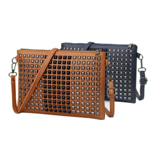 

2021 Designer Full Rivets Studded Leather Small Purse Crossbody Shoulder Messenger Bag For Ladies Women Girl, As picture