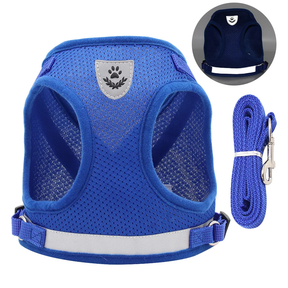 

High Quality Adjustable Nylon Mesh Solid Reflective Pet Dog Harness Custom