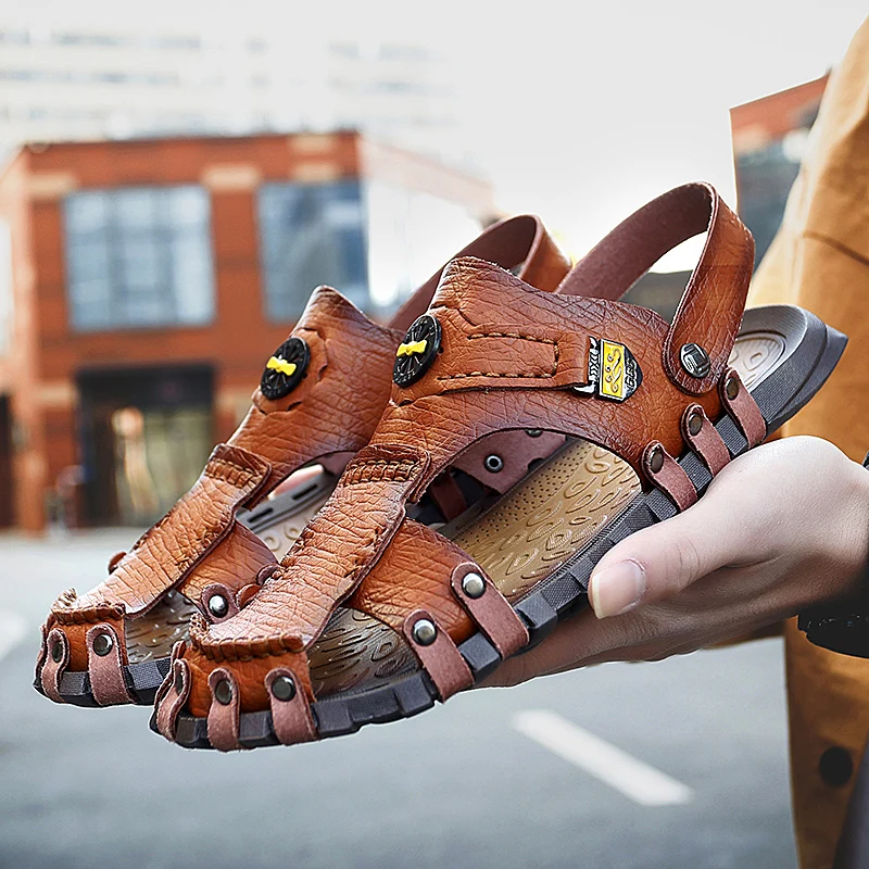 

Fast Shipping Designer Men'S Casual Flat Sandals Spa Sandal Leather Slide Chinelo Summer Trending Flip-Flops Slippers For Men, 3 colors