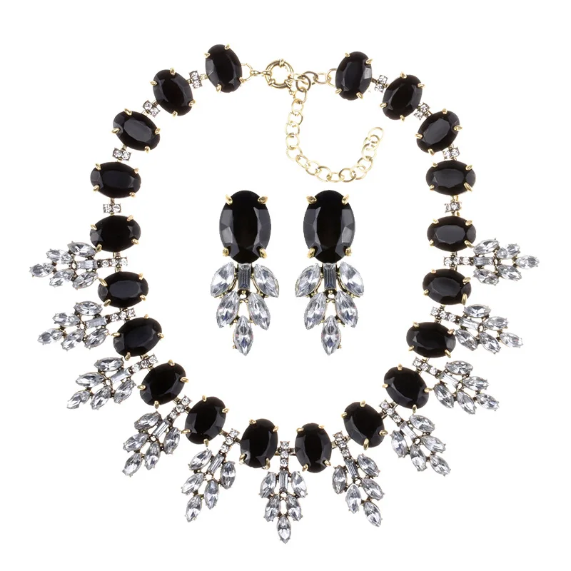 

Wholesale fashion luxury bridal wedding crystal necklace earring set