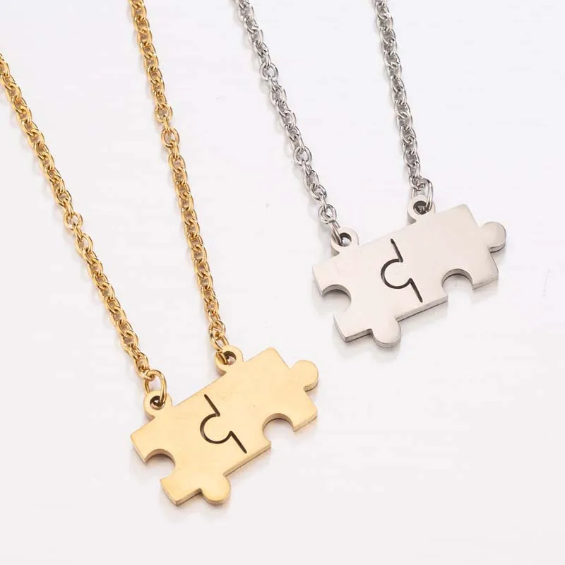 

Fashion Simple Ladies Necklace set Stainless Steel Puzzle Pendant Necklace