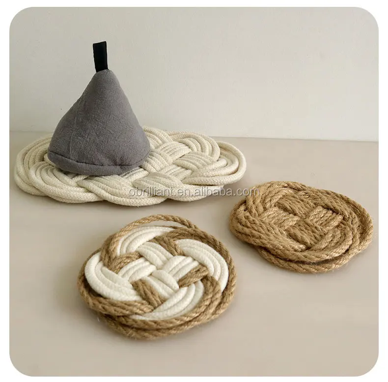 Rustic Jute Rope Placemats Handmade Hemp Braided Farmhouse Table Mats