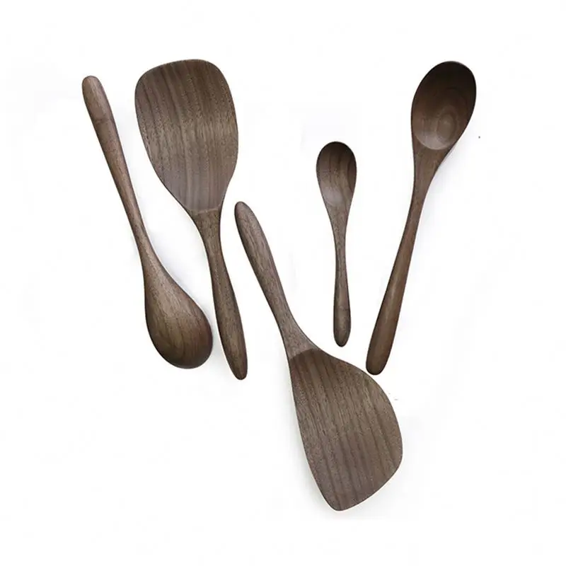 

Black Walnut Tableware Spoon Creative Wood Honey Coffee Desserts Spoons, Natural