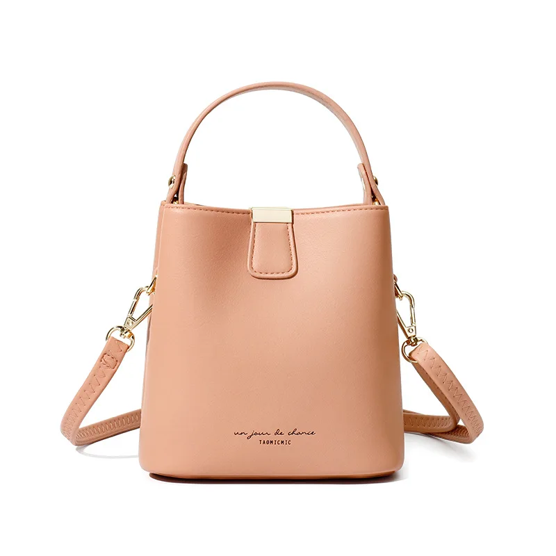 

2021 summer cheapfashion new design pu bucket leather bag designer crossbody women handbag letter tote, Black