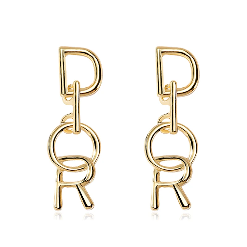 

Charare steeling silver 18K gold plated letter earring 2020, Golden
