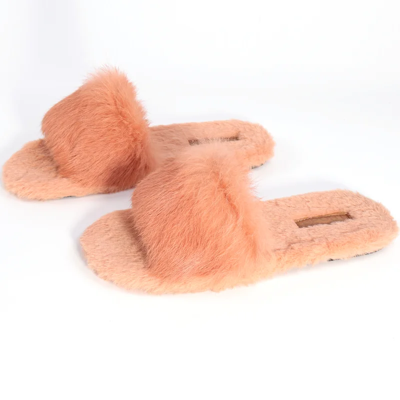 

Women House Slippers High Plush Fluffy House Slippers Indoor Slip-on Bedroom Bulk Of Furry Women Home House Slippers, Solid color