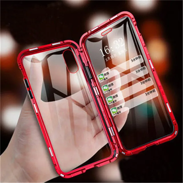 

Magnetic Adsorption Metal Frame Back Tempered Glass Full Body Protective Case for iPhone 11 Pro Max X Xr Xs Max 6 6s 7 8 Plus