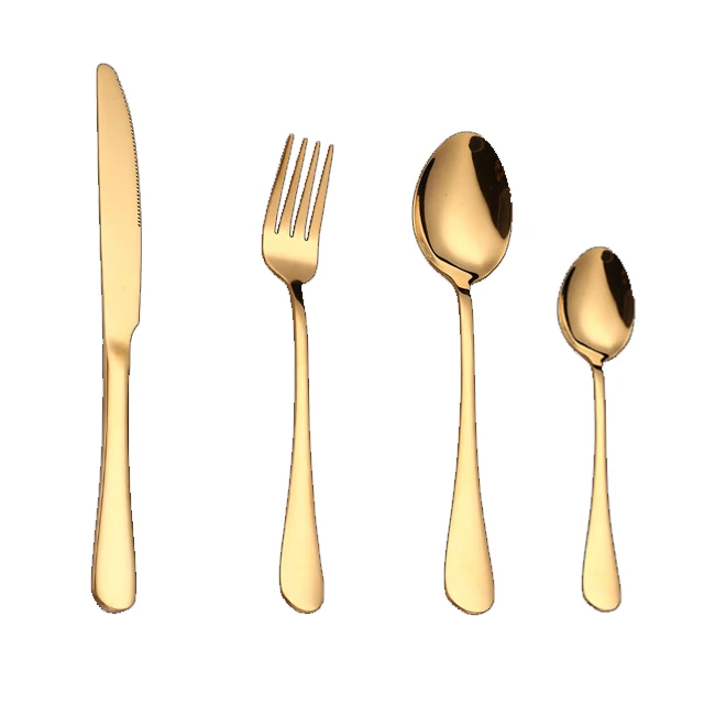 

Wedding Gold Cutlery Set Wholesale With Customized Logo Stainless Steel Flatware Set, Golden