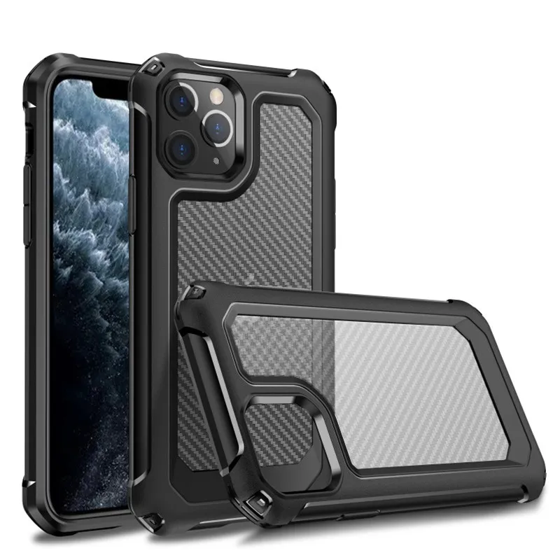

Wholesale High Quality Shockproof Carbon Fiber Phone Case For Iphone 12 11 Pro Protective Cover For Samsung S20 S20Ultra Plus