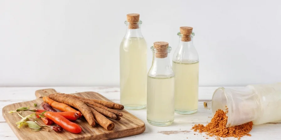 Spice rack organized with vinegar-preserved spices