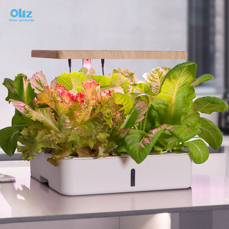 

Oliz Z202 Smart garden home indoor fiberglass vegetable planters box artificial plant plastic self watering flower pot, White