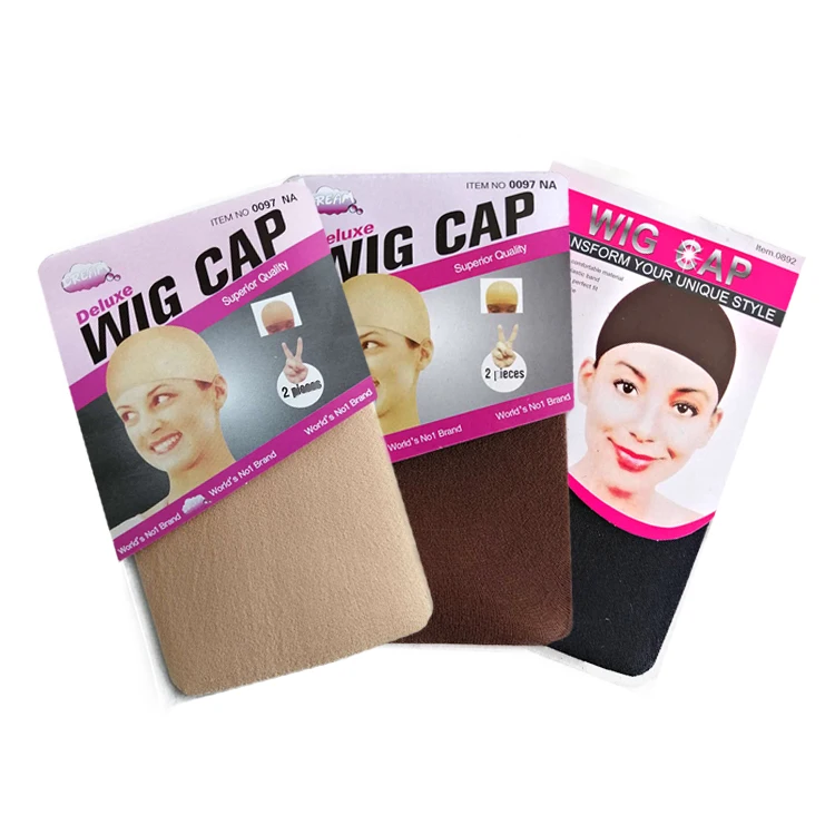 

Free Sample Wig Caps For Making Wigs Stocking Wig Liner Cap Snood Nylon Stretch Mesh In 3 Colors Weaving Cap, Black and brown