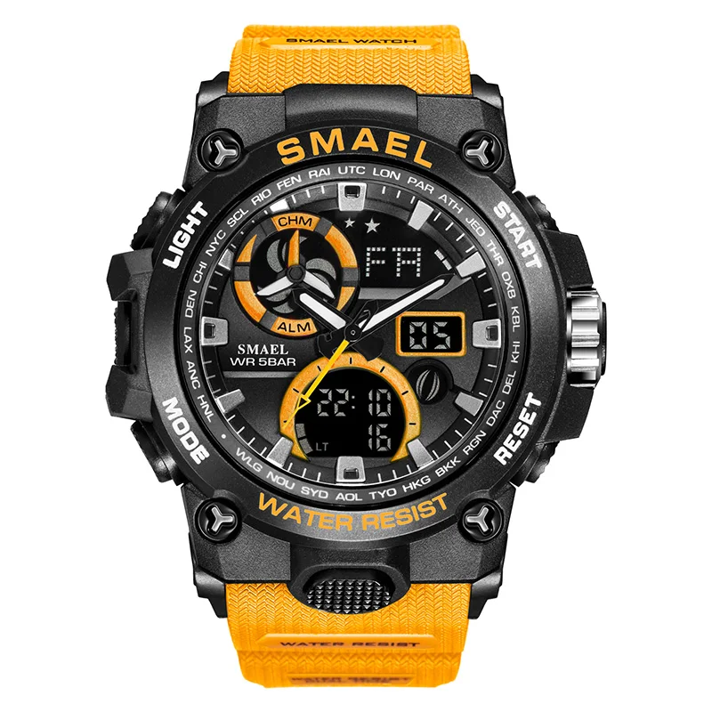 

SMAEL 8011 digital watch mens sports jam tangan waterproof sport chrono watch relojes de hombre analog digital watch, 7 colors