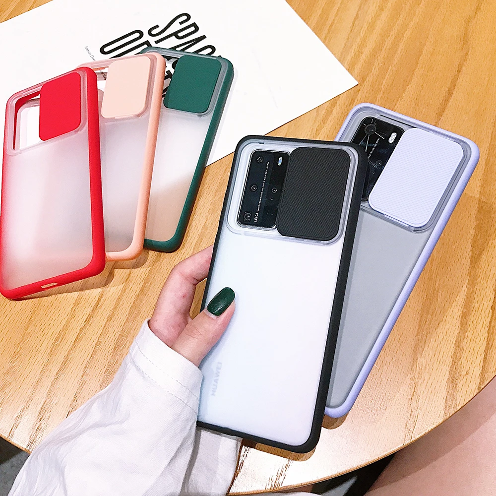 

Hot Sale Wholesale Fashion Slide Camera Lens Protection Shockproof Phone Case Soft TPU Matte Back Cover For Huawei