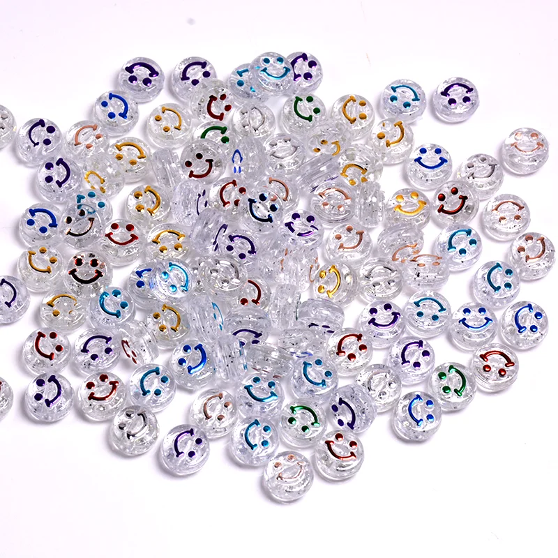 

Three-dimensional convex surface  round DIY bracelet crafts accessories color smiley face beads loose