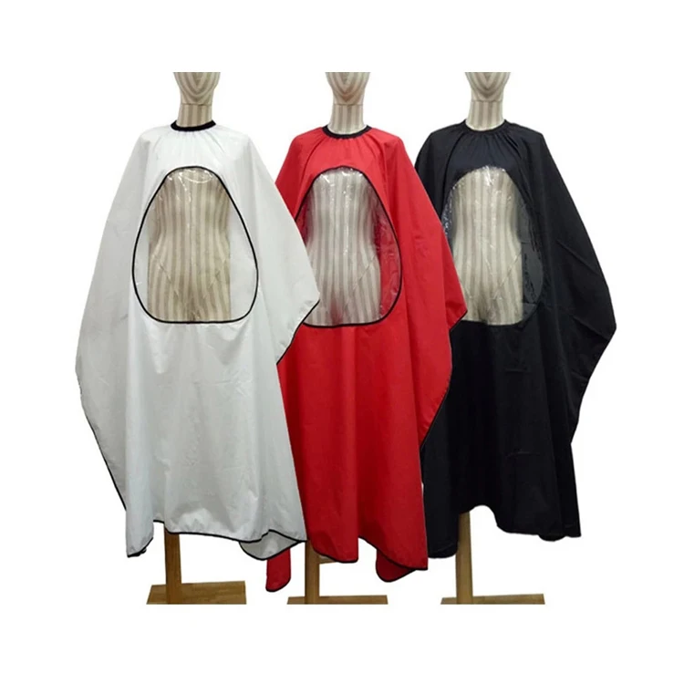 

Customized logo adult hairdressing cape with transparent viewing window waterproof salon barber haircut capes gown aprons, Various colors or customized
