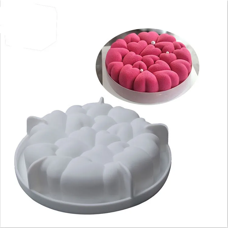 

0420 6 inch multi-style love mousse cake baking French dessert chocolate silicone mold DIY, Grey white
