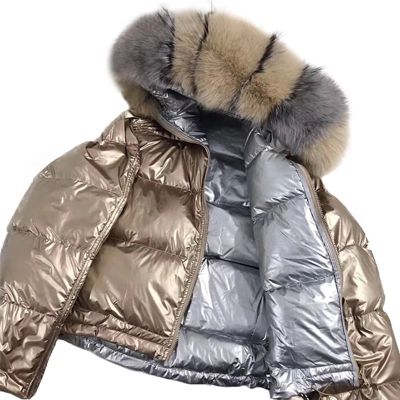 Fashion Lady Winter Filled Parka Wholesale Custom Duck Down Coat Women  /Winter Warm Double Face Women White Duck Down Coat Fur