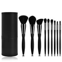 

2019 professional luxury makeup brush tool Wholesale Private Label kabuki brush kit 9pcs black makeup brush set with case