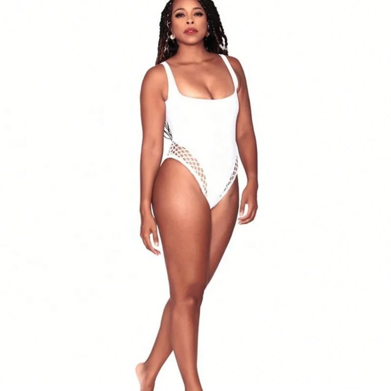 

Best Seller Open Back Bikinis Woman Plus Size Swimwear, White, black