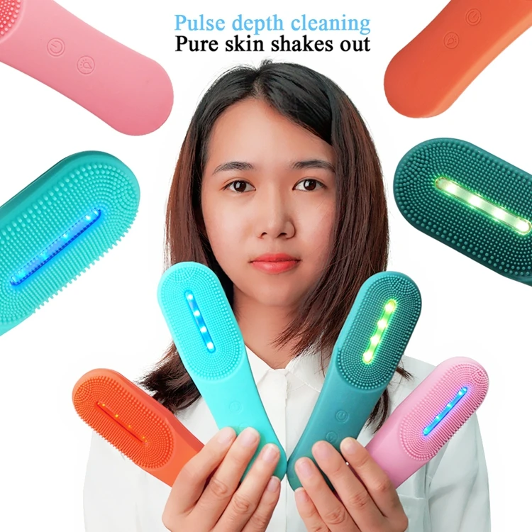 Electric Waterproof Photon Led Light Therapy Silicone Facial Cleansing