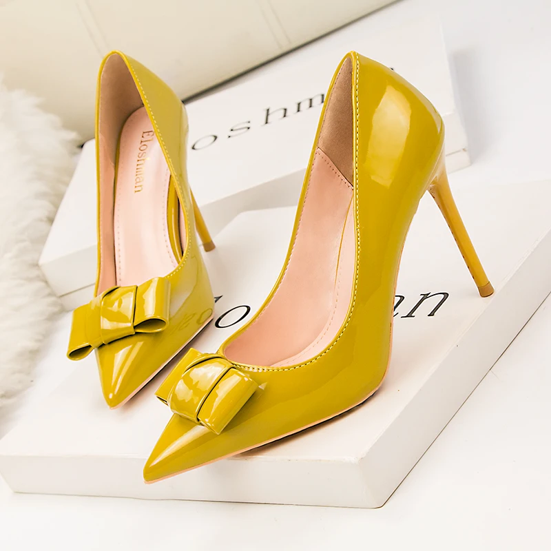 

Dropshipping 2022 spring and summer high heels for ladies pointed toe womens stiletto party pumps shoes, Yellow, black, purple, apricot