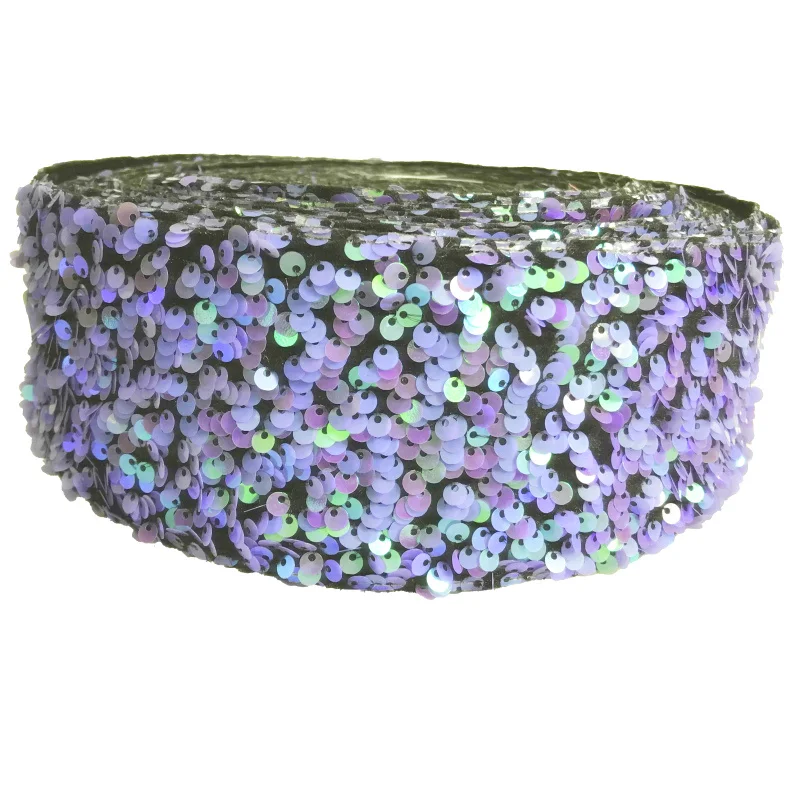

3 inch  velvet Sequin fabric ribbon iridescent purple for choose from 25 yards / lot