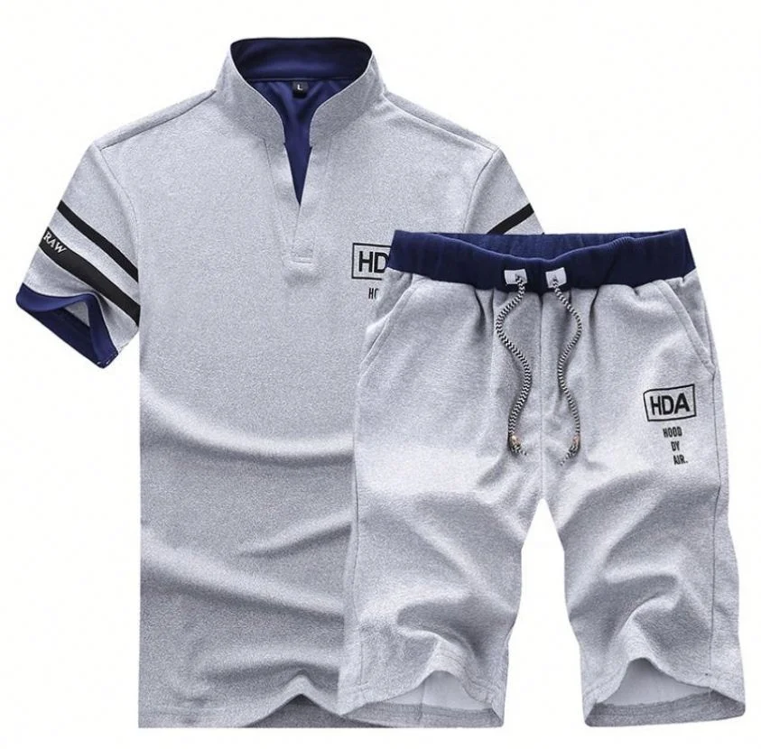 

Men Sporting Suit Short Sleeve T shirt and Shorts Two Piece Set in Stock