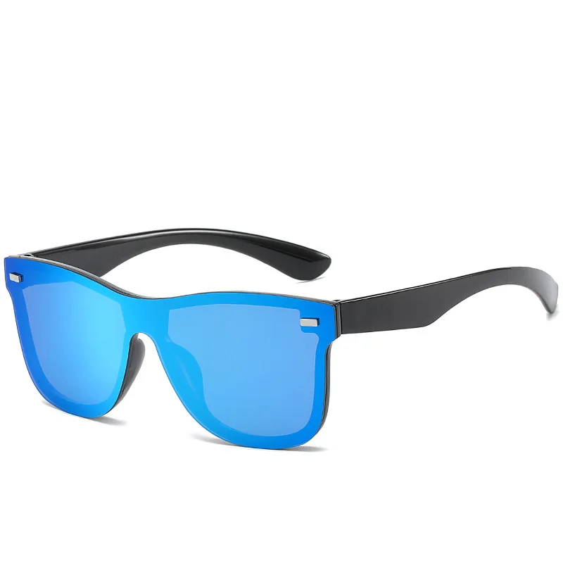 

DCOPTICAL 2021 Super Hot Men One Piece Mirror Lenses Sunglasses Rivet Decoration Large Frame Shades