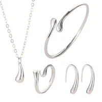 

Fashion Alloy Rhodium Plated Water Drop Bracelet Earring Hook Ring Jewelry Set