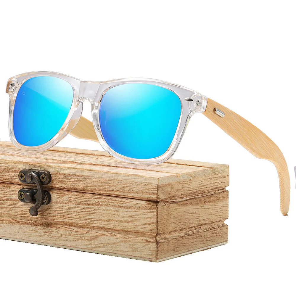 

New Style Fashion Wood Frame Rivet Square Sun Glasses Wooden Polarized Bamboo Sunglasses 2021, As pictures show