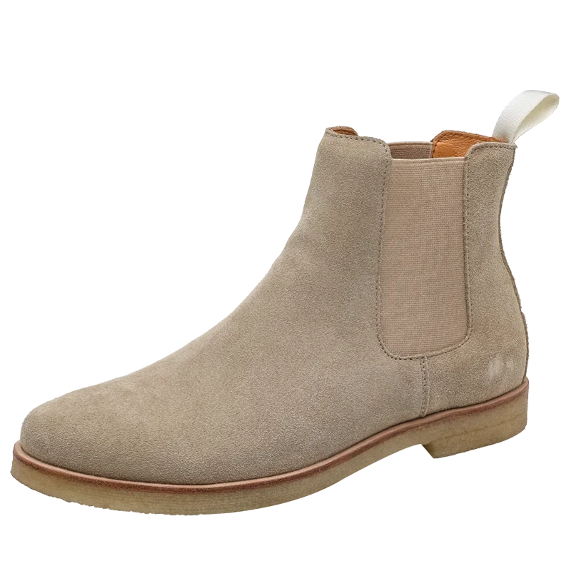 

Couple's top leather frosted upper casual mid top men's shoes versatile Chelsea Boots Women's Boots