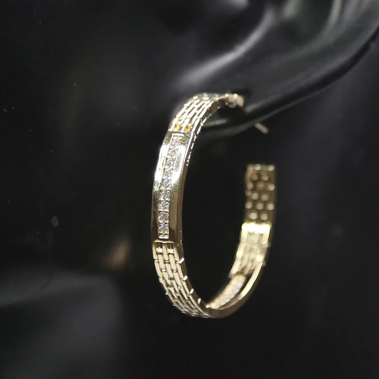 

XuQian 2021 New Fashion Luxury Zircon Hoop Jewelry Earrings Sets, Gold&silver