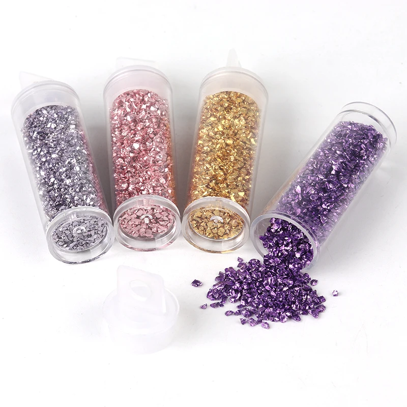 

10 Grams 3D Nail Gold Broken Crushed Glitter Crystal Glass Irregular Stones, Art Rhinestone DIY Nail Decoration Stones, Multi color