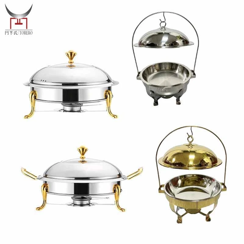 

Round Stainless Steel Chafing Dish Table Food Warmer Mini Hot Pot Chafers Buffet Catering Set For Home Restaurant Potlucks