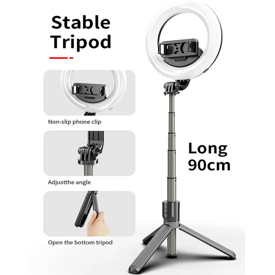 

5 inch LED Ring Light Photography with Foldable Tripod Monopod Wireless Selfie Stick for Tiktok Youtube Video Lamps