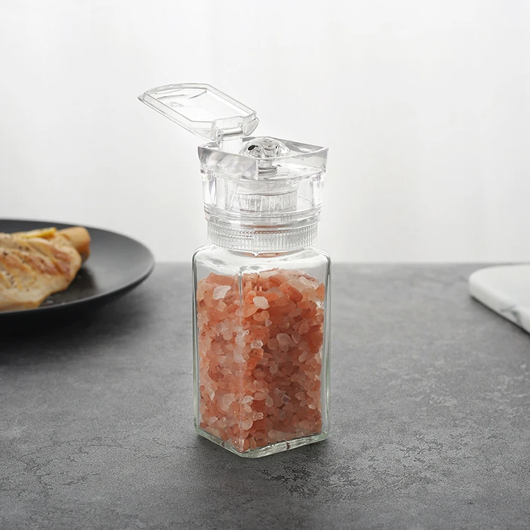 

Kitchen accessories LFGB certificated cheap transparent food grade ABS plastic salt and pepper grinder set with plastic burr, Customized available