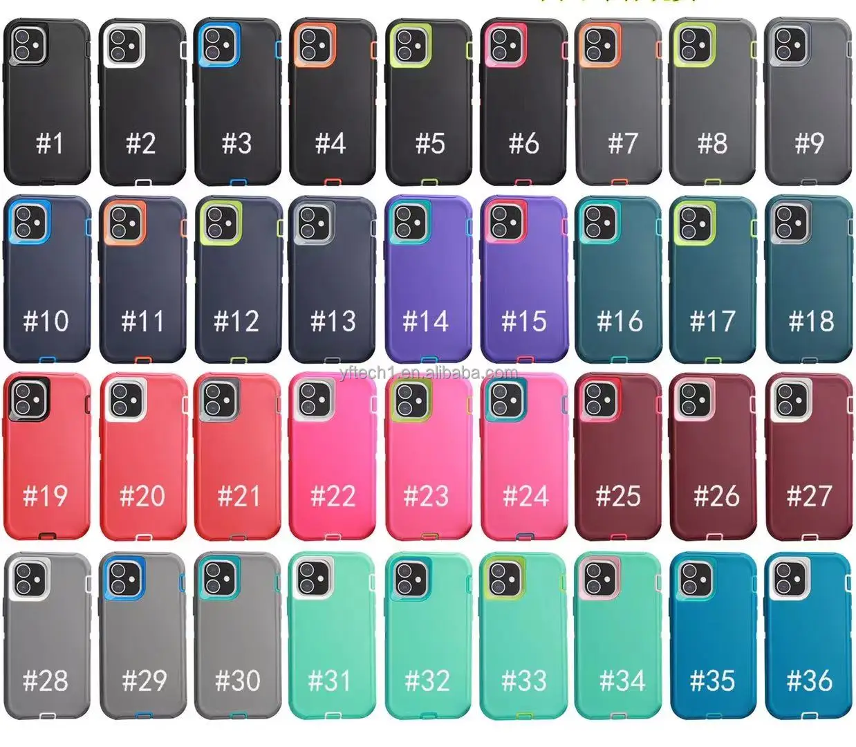 

for iPhone 11 12 Case Shockproof Armor Defender Phone Case, Multi colors