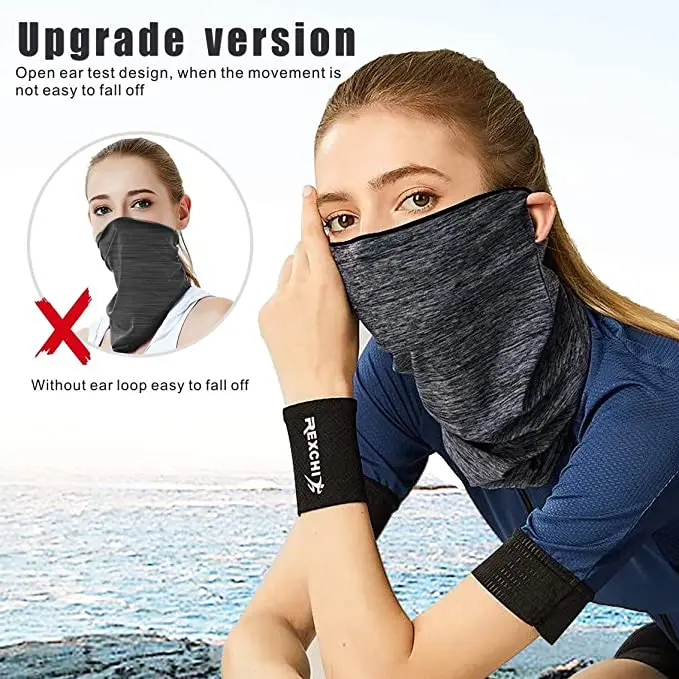 Wholesale High Stretchable Face Shield Bandana Neck Gaiter With Ear ...
