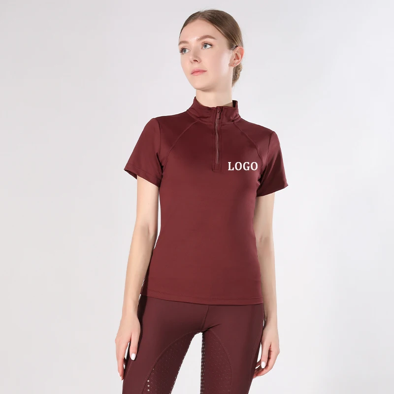 Wholesale Comfortable Women Short Sleeve Equestrian Clothing Riding Clothes Soft Equestrian Base Layer Shirts for Ladies