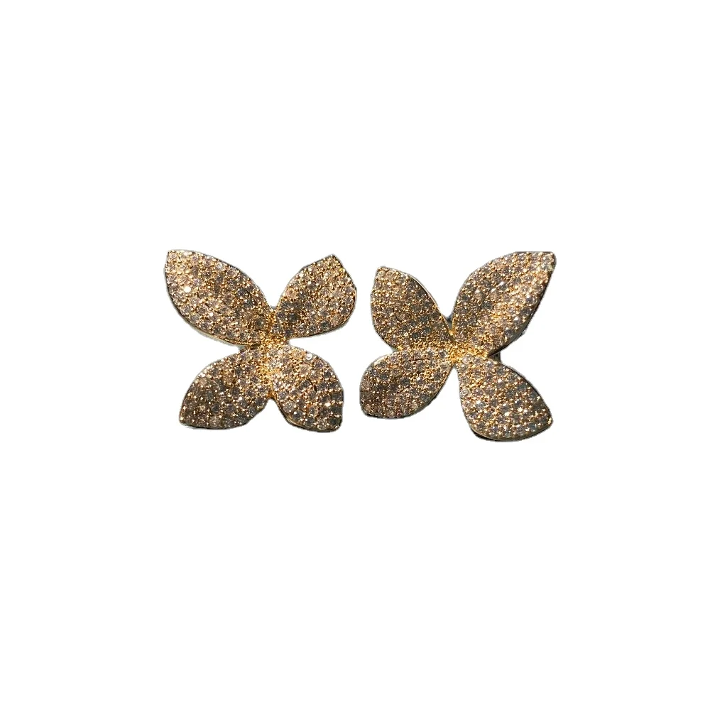 

Most popular Design Cubic Zirconia women clover flower crystal jewelry hoop earring
