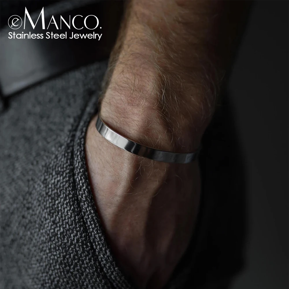Personalized Custom Fashion Hot Sale Men's Jewelry Gift 18K Gold Stainless Steel Plain  Unisize Cuff Bracelet Bangle for Men