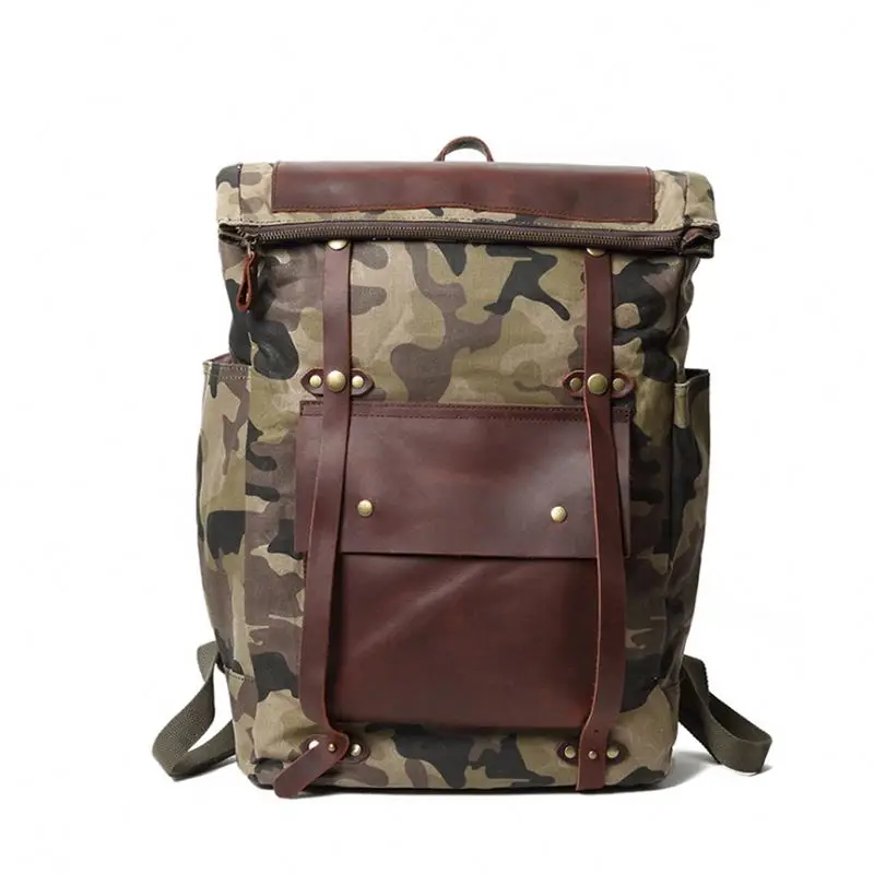 

Waterproof Hiking Travelling Backpack Bag Canvas Camo Military Rucksack Backpack, As pictures show or custom