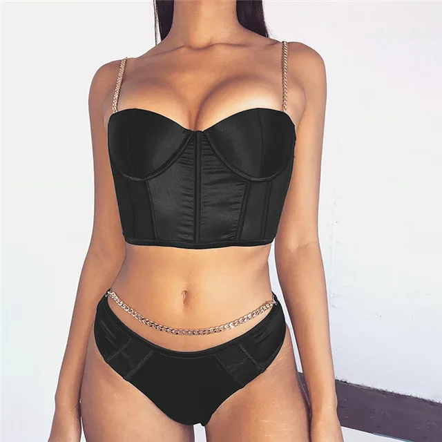 

2021 Summer New Women's Fashion Sexy Chain Shoulder Strap Solid Color Short Camisole Female Outer Wear, Picture color