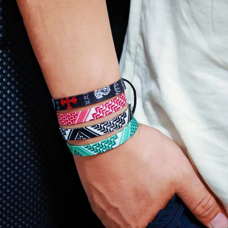 Handmade Black Green Red Cord Wrap Bracelet Fashionable Arabic Scarf Design by Manufacturer Supporting Palestine Keffiyeh Style