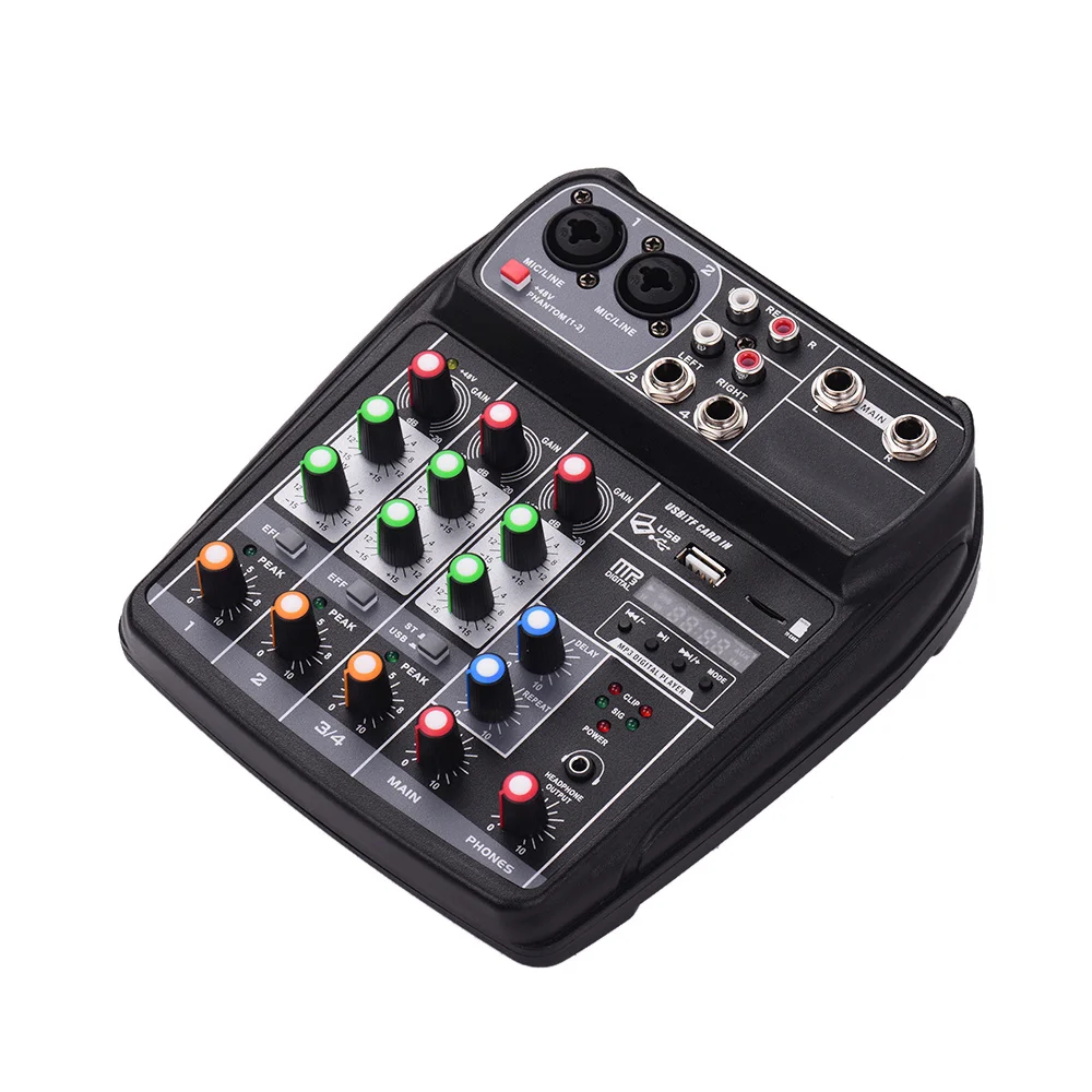 

2020 Newest Manufacturer Live Sound Mini 4 Channel USB Audio Mixer Console studio With mp3